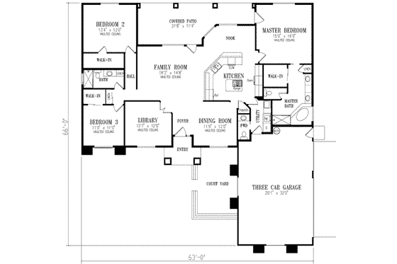 Floor Plan - Main Floor for Adobe / Southwestern House Plan #1-462 - 4 bed, 2.5 bath