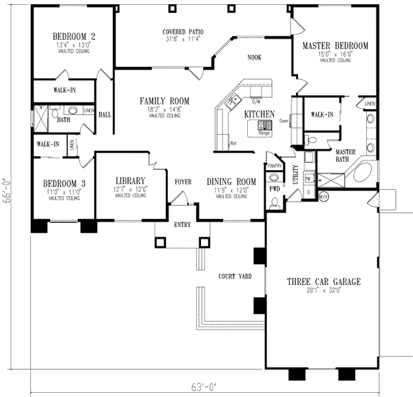 Dream House Plan - Adobe / Southwestern Floor Plan - Main Floor Plan #1-462