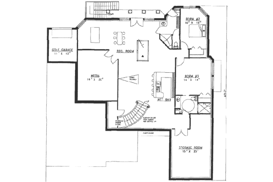 Floor Plan - Lower Floor for Traditional House Plan #117-219 - 8 bed, 6 bath