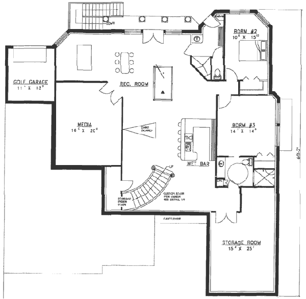 House Blueprint - Traditional Floor Plan - Lower Floor Plan #117-219
