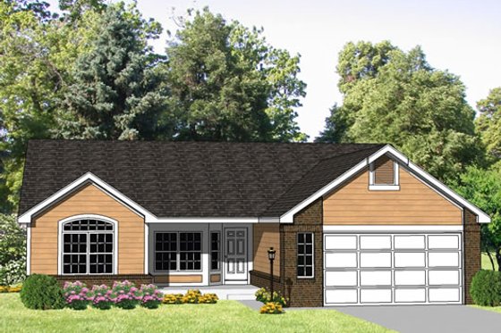 Exterior - Front Elevation for Ranch House Plan #116-196 - 3 bed, 2.5 bath