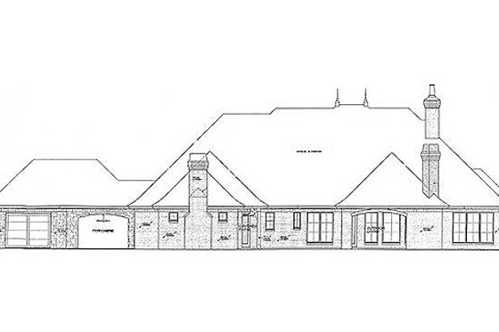 Exterior - Rear Elevation for European House Plan #310-685 - 3 bed, 3.5 bath