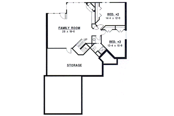 Floor Plan - Lower Floor for Traditional House Plan #67-349 - 4 bed, 3 bath