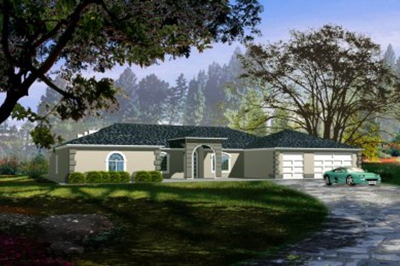 Dream House Plan - Adobe / Southwestern Exterior - Front Elevation Plan #1-758
