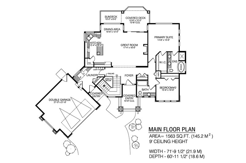 Architectural House Design - Floor Plan - Main Floor for Ranch House Plan #1100-140 - 2 bed, 2 bath