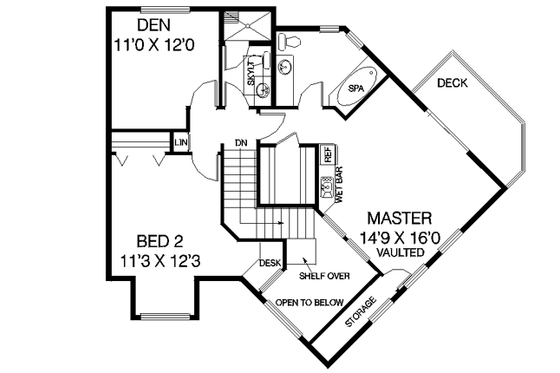 Floor Plan - Upper Floor for Traditional House Plan #60-449 - 3 bed, 3 bath