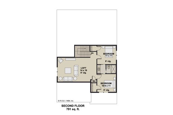 Floor Plan - Upper Floor for Farmhouse House Plan #51-1343 - 3 bed, 2.5 bath