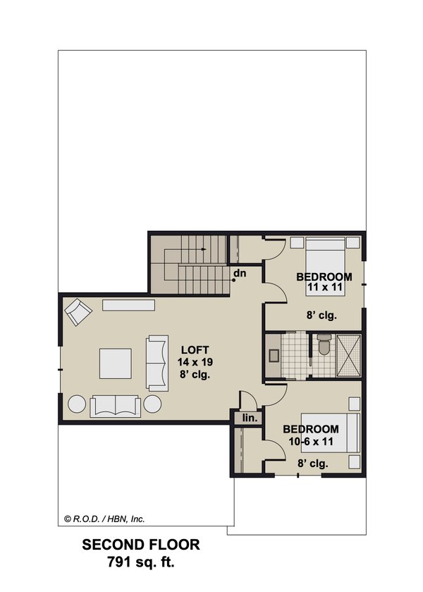 Farmhouse Floor Plan - Upper Floor Plan #51-1343