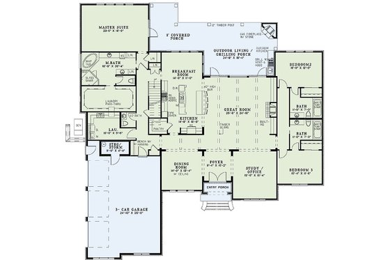 Floor Plan - Main Floor for European House Plan #17-2477 - 4 bed, 4 bath