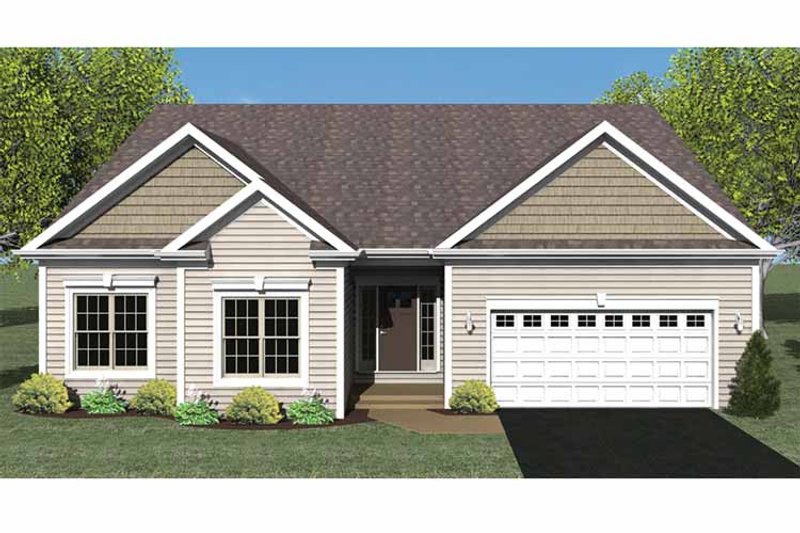 House Blueprint - Exterior - Front Elevation 3 for Ranch House Plan #1010-25 - 3 bed, 2 bath