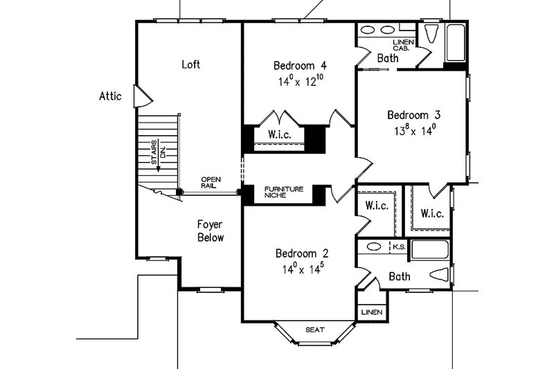 Home Plan - Floor Plan - Upper Floor for Classical House Plan #927-483 - 4 bed, 3.5 bath