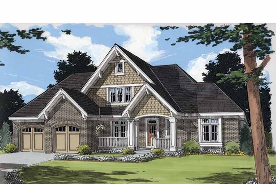Exterior - Front Elevation 3 for Traditional House Plan #46-824 - 4 bed, 2.5 bath