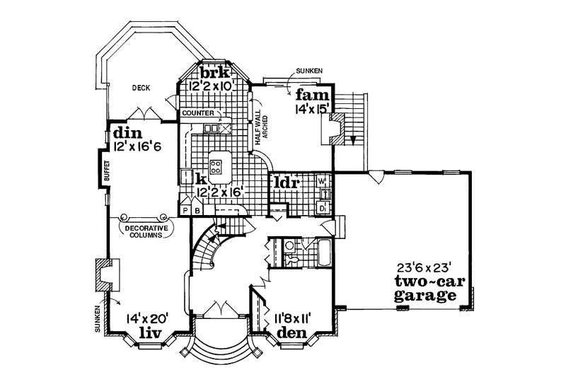 House Plan Design - Floor Plan - Main Floor for Contemporary House Plan #47-751 - 4 bed, 3 bath