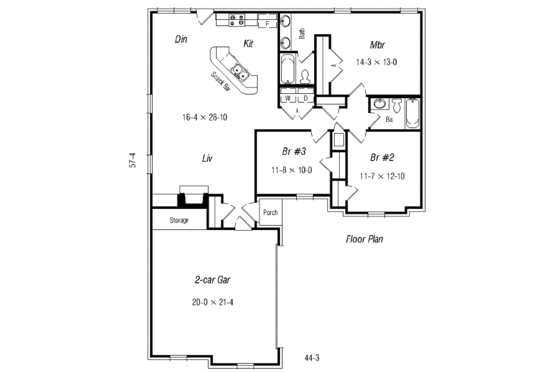 Floor Plan - Main Floor for European House Plan #329-180 - 3 bed, 2 bath