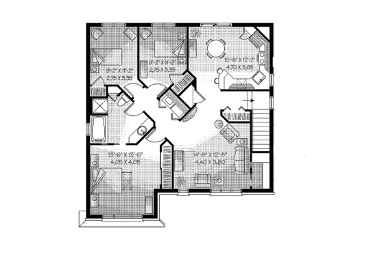 Floor Plan - Upper Floor for European House Plan #23-2447 - 9 bed, 3 bath
