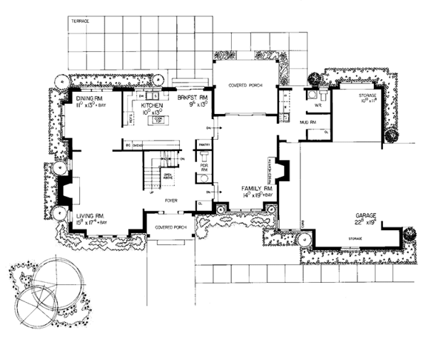 Dream House Plan - Tudor Floor Plan - Main Floor Plan #72-798