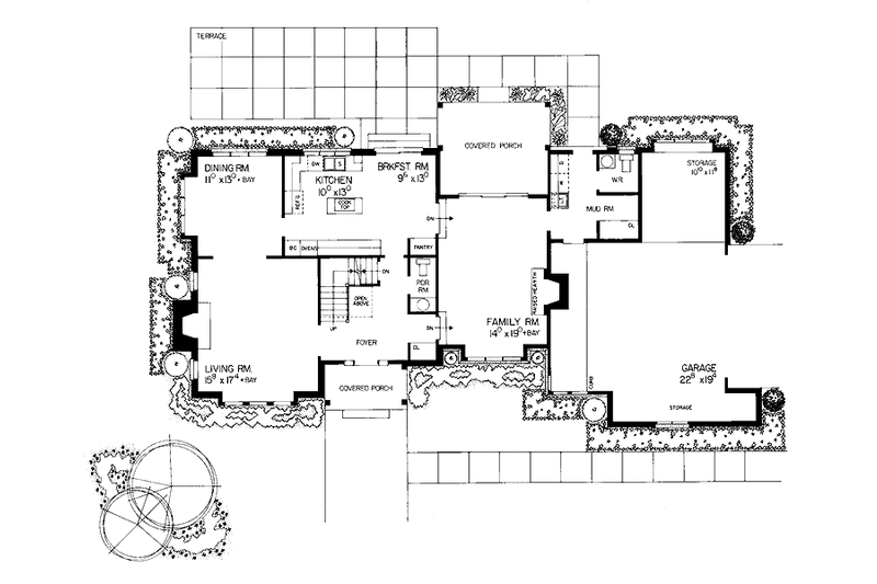 Home Plan - Floor Plan - Main Floor for Tudor House Plan #72-798 - 4 bed, 2 bath