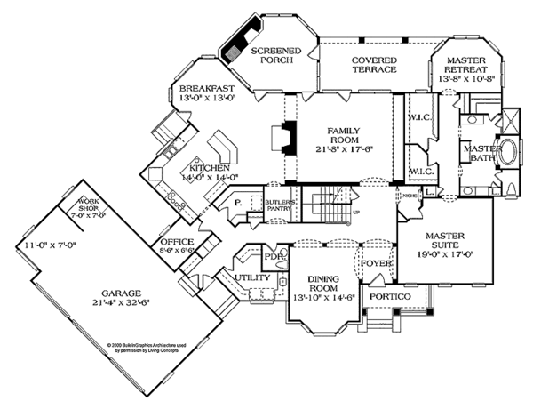 House Plan Design - Craftsman Floor Plan - Main Floor Plan #453-428