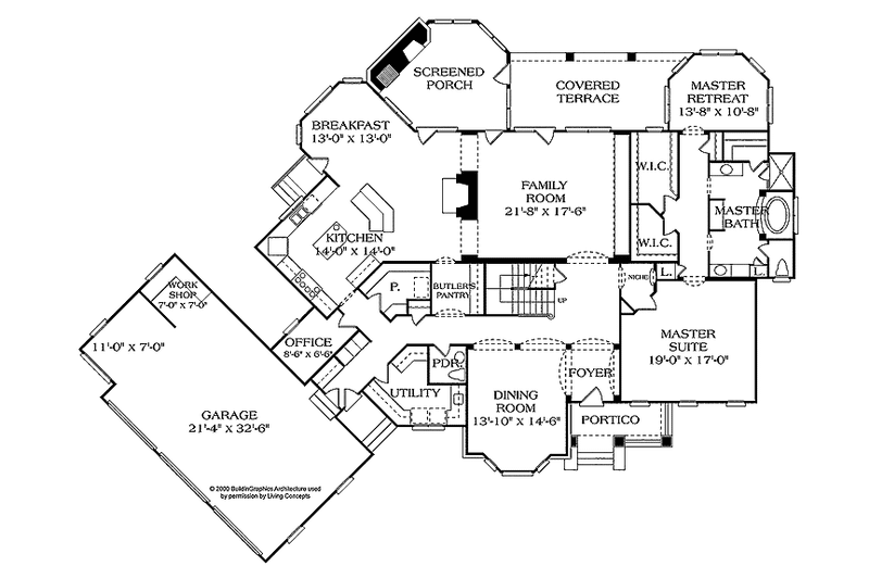 Home Plan - Floor Plan - Main Floor for Craftsman House Plan #453-428 - 3 bed, 3.5 bath