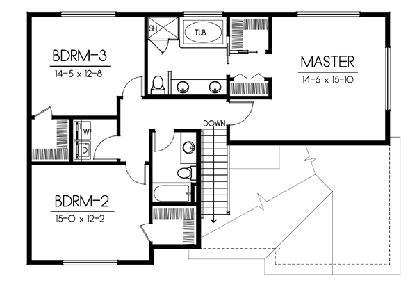 Traditional Floor Plan - Upper Floor Plan #100-416