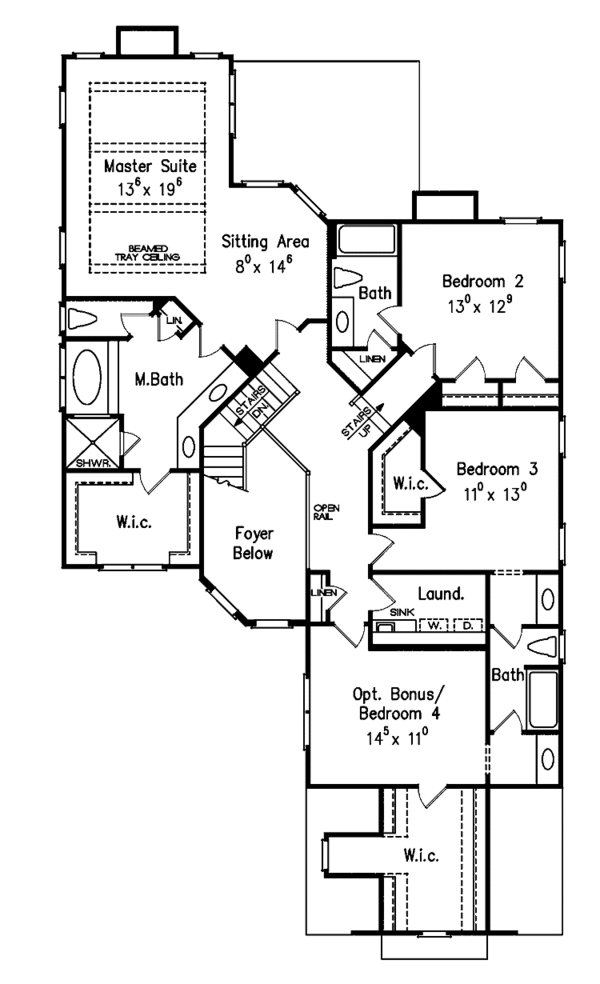 House Design - European Floor Plan - Upper Floor Plan #927-491