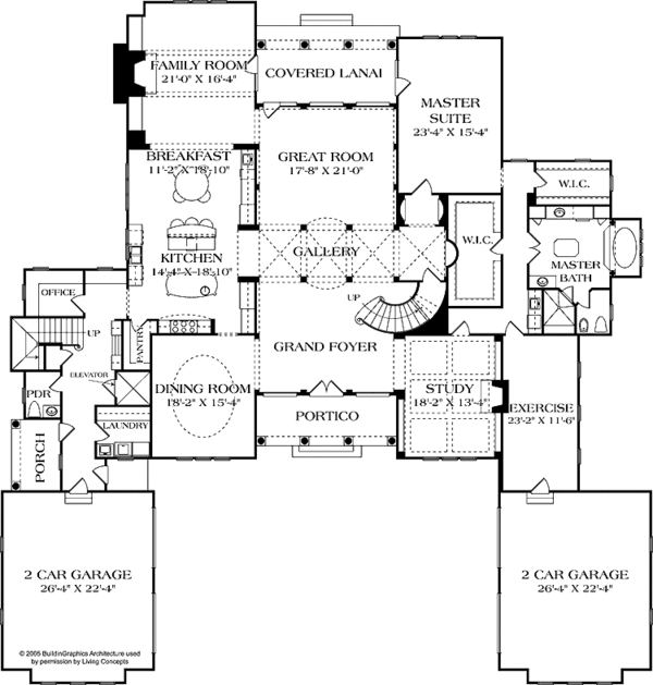 Dream House Plan - Mediterranean Floor Plan - Main Floor Plan #453-604