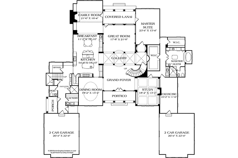 Home Plan - Floor Plan - Main Floor for Mediterranean House Plan #453-604 - 5 bed, 5.5 bath