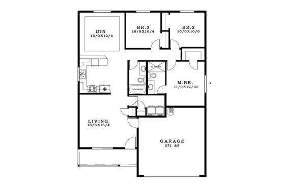 Floor Plan - Main Floor for Craftsman House Plan #943-47 - 3 bed, 2 bath