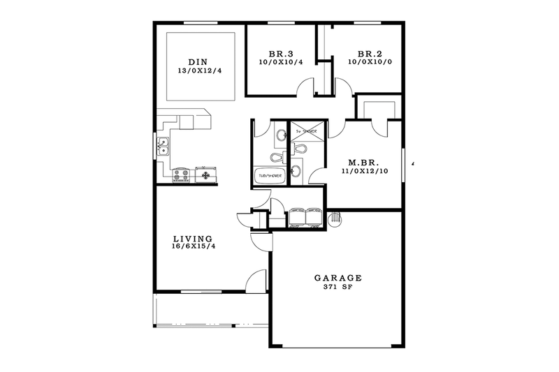 House Design - Floor Plan - Main Floor for Craftsman House Plan #943-47 - 3 bed, 2 bath