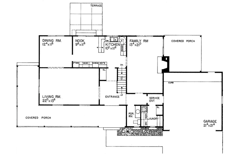 House Blueprint - Floor Plan - Main Floor for Country House Plan #72-719 - 4 bed, 2.5 bath