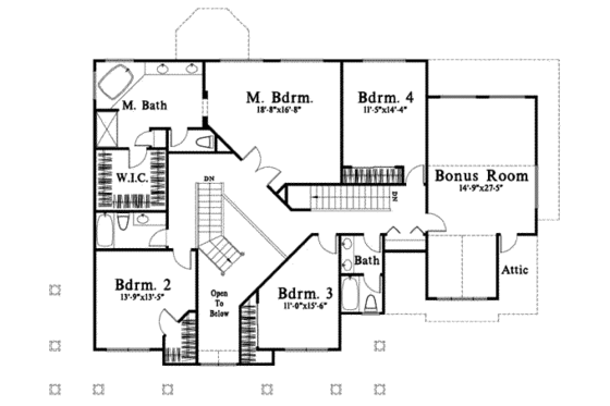 Floor Plan - Upper Floor for Traditional House Plan #78-187 - 4 bed, 3.5 bath