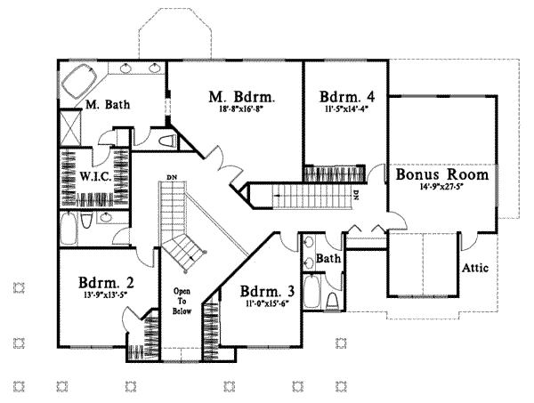 Traditional Floor Plan - Upper Floor Plan #78-187