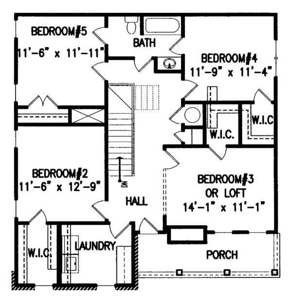 Dream House Plan - Country Floor Plan - Upper Floor Plan #54-222