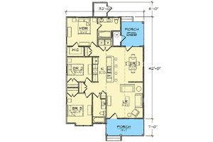 Floor Plan - Main Floor for Bungalow House Plan #936-30 - 3 bed, 2 bath
