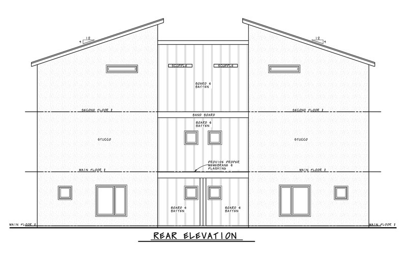 House Blueprint - Exterior - Rear Elevation for Contemporary House Plan #20-2620 - 3 bed, 3.5 bath