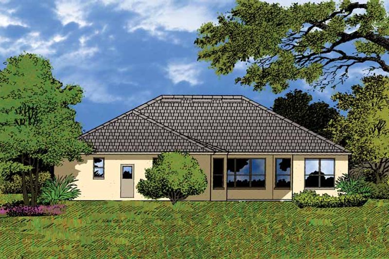 House Blueprint - Exterior - Rear Elevation for Mediterranean House Plan #1015-12 - 4 bed, 3 bath