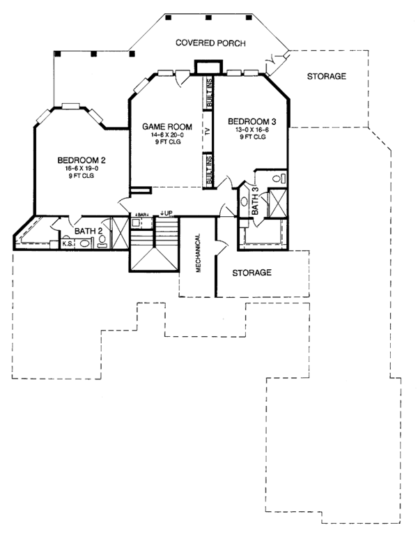 Architectural House Design - Adobe / Southwestern Floor Plan - Lower Floor Plan #952-145