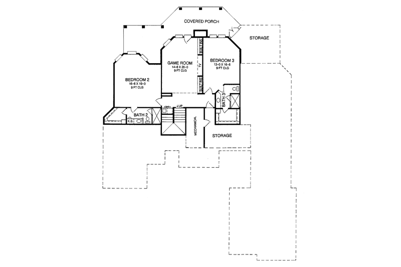 Home Plan - Floor Plan - Lower Floor for Adobe / Southwestern House Plan #952-145 - 3 bed, 3.5 bath