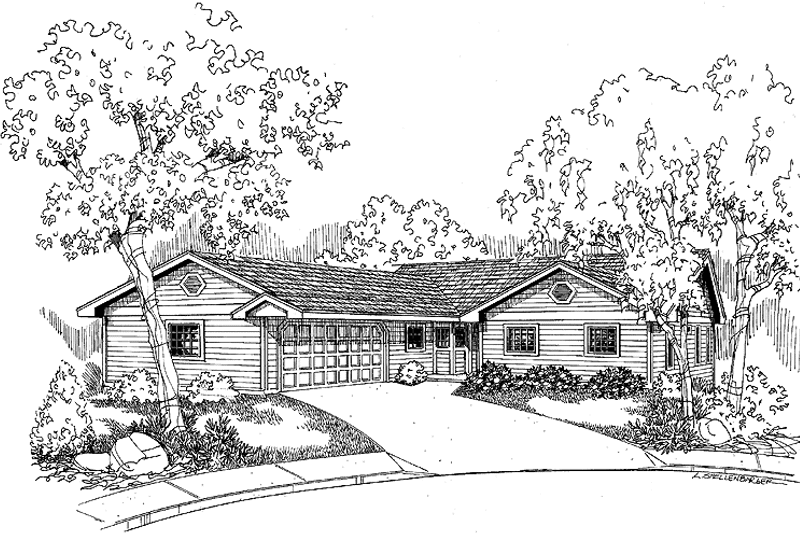 Dream House Plan - Exterior - Front Elevation 3 for Country House Plan #60-1025 - 3 bed, 2 bath