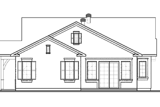 Exterior - Rear Elevation for Mediterranean House Plan #23-2218 - 3 bed, 2 bath