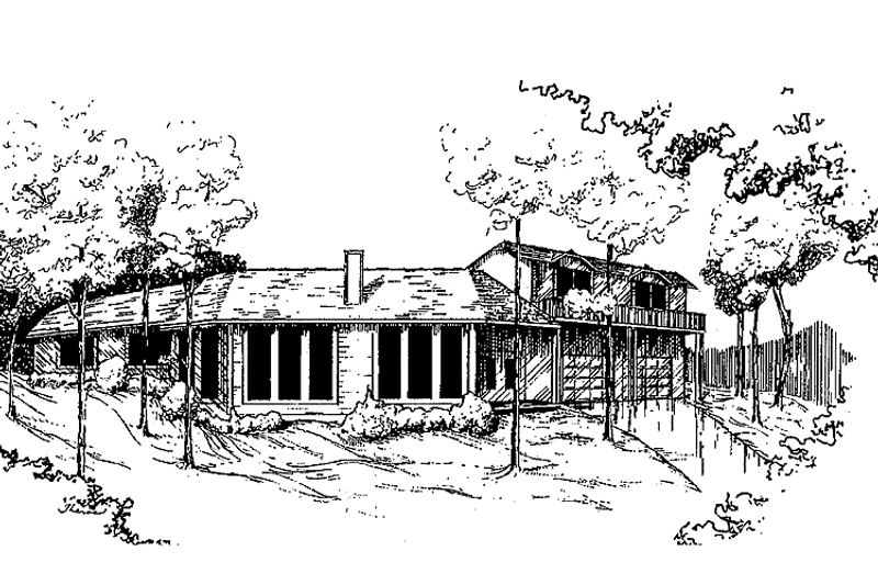 House Blueprint - Exterior - Front Elevation 3 for Contemporary House Plan #60-845 - 3 bed, 2 bath