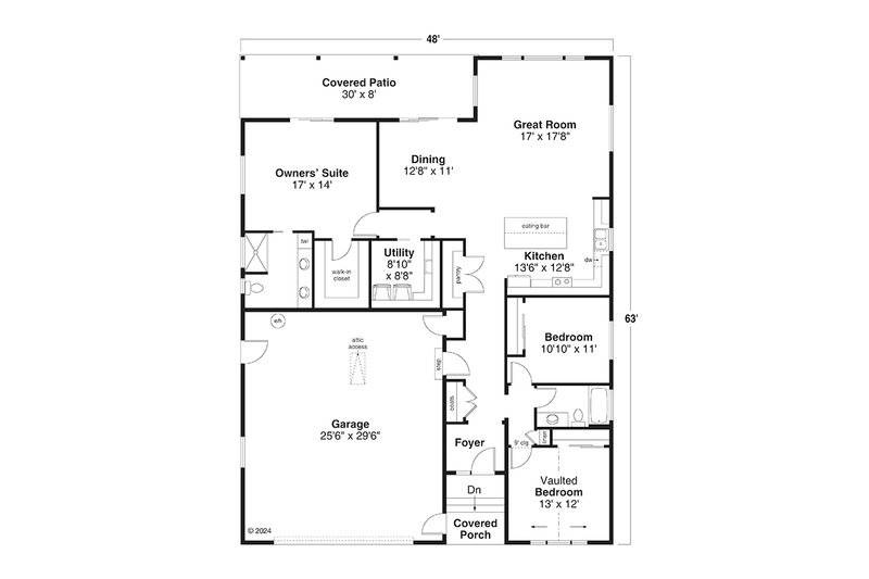 House Blueprint - Floor Plan - Main Floor for Traditional House Plan #124-1375 - 3 bed, 2 bath