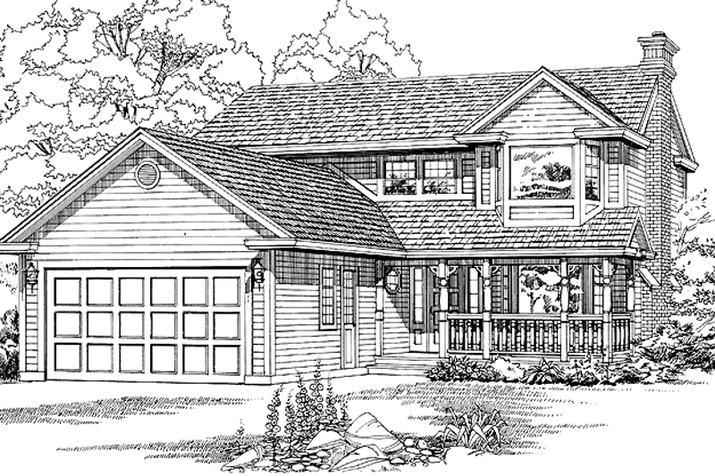 House Blueprint - Country Exterior - Front Elevation Plan #47-975