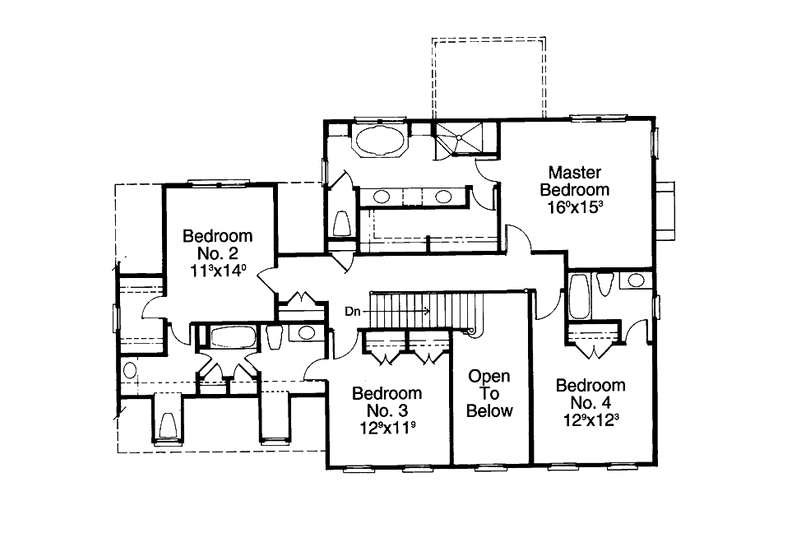 Home Plan - Floor Plan - Upper Floor for Classical House Plan #429-184 - 4 bed, 3.5 bath