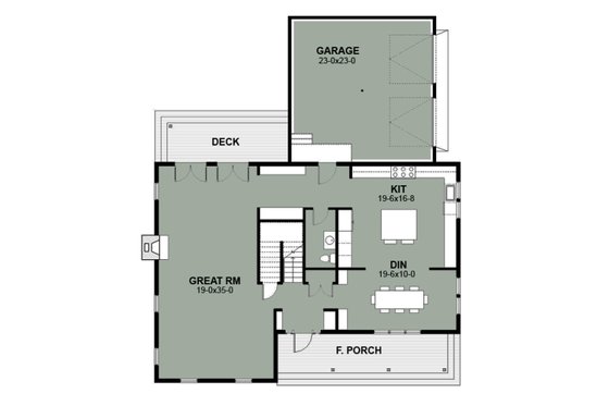 Floor Plan - Main Floor for Farmhouse House Plan #497-15 - 3 bed, 2.5 bath