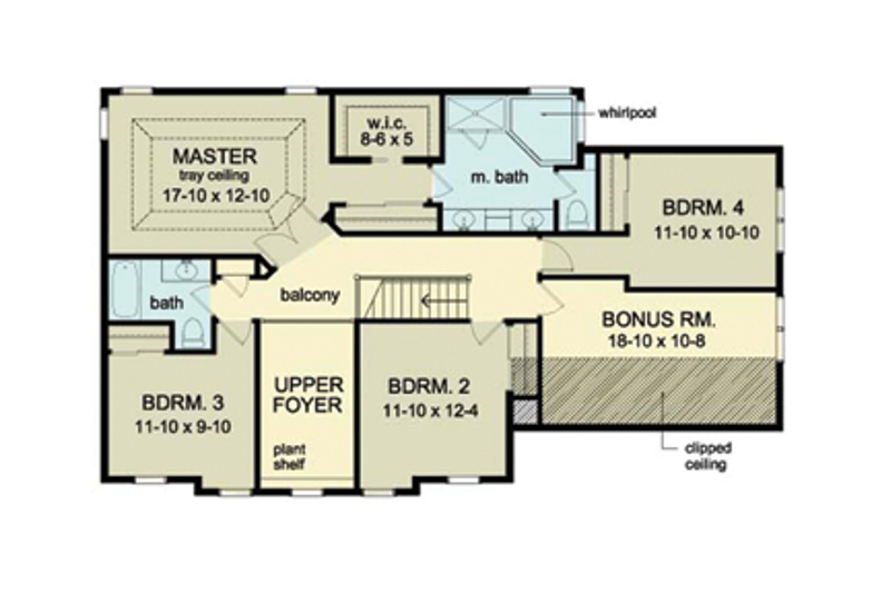 Home Plan - Floor Plan - Upper Floor for Colonial House Plan #1010-37 - 4 bed, 2.5 bath
