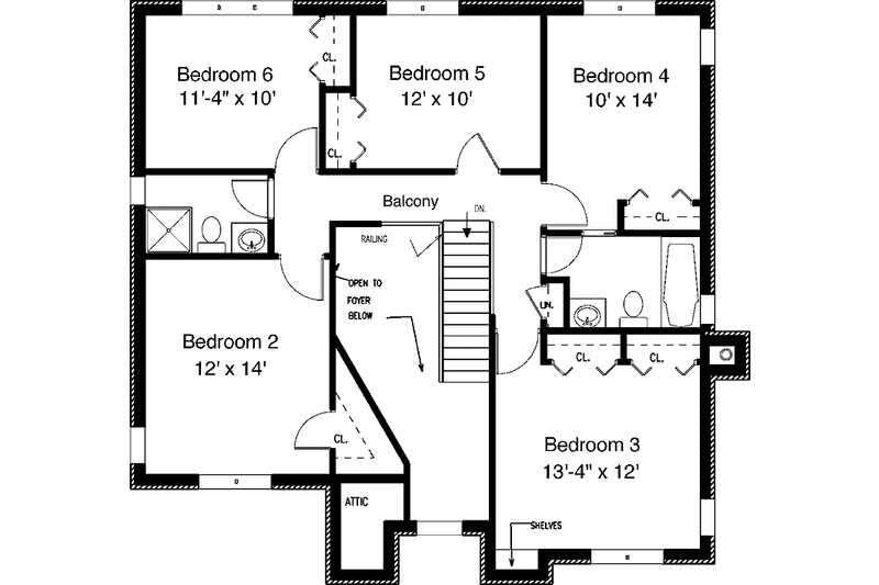 Home Plan - Floor Plan - Upper Floor for European House Plan #3-293 - 6 bed, 3.5 bath