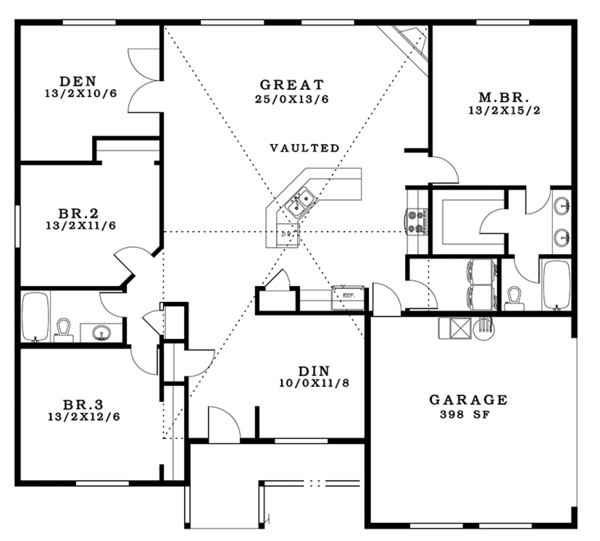 Craftsman Floor Plan - Main Floor Plan #943-45