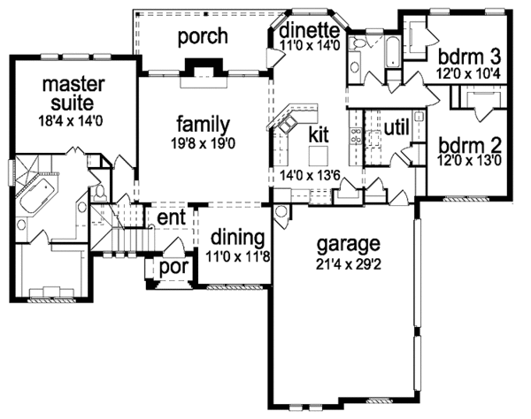 House Plan Design - Tudor Floor Plan - Main Floor Plan #84-717
