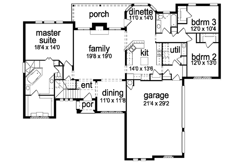Dream House Plan - Floor Plan - Main Floor for Tudor House Plan #84-717 - 5 bed, 3 bath